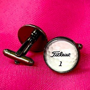 Titleist Golf Ball Cuff Links Gunmetal Cufflinks Mens NEW Golfer